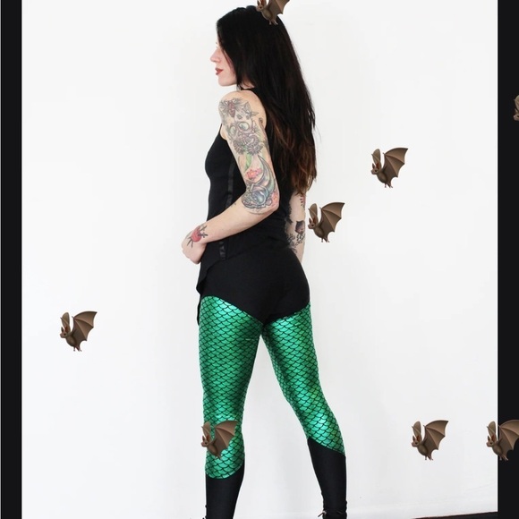 Handmade iridescent mermaid fish scales metallic leggings-XL - Picture 3 of 10